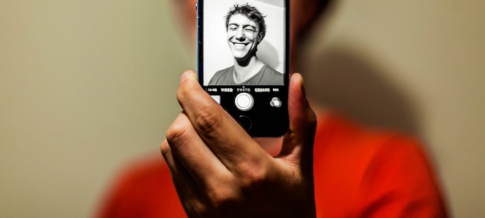 Phone showing a selfie, the only photo the AI costume generator needs